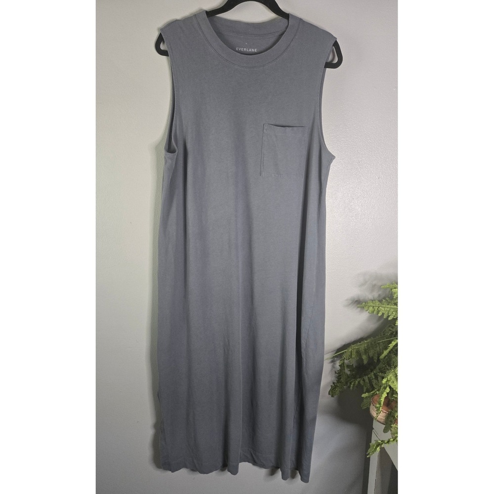 Everlane Gray Cotton Sleeveless Pocket Midi T-Shirt Dress XL